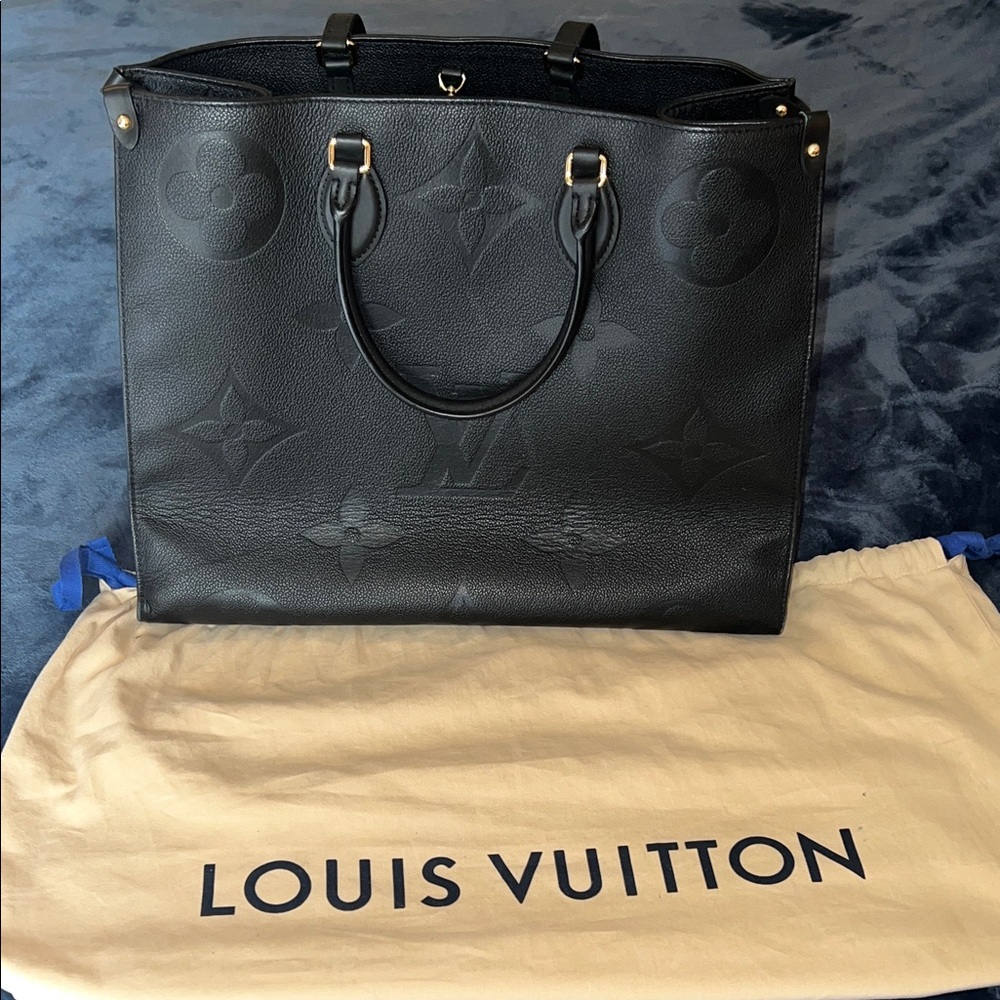 Louis Vuitton Black Leather Embossed Tote
